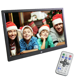 XSUNI 15 Inch Digital Photo Frame LED Backlight HD 1280 x 800 Electronic Album Full Function - Black (EU Plug)