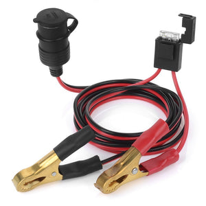 DC 12V Car Alligator Clip Cigarette Lighter Socket Adapter with Fuse Box, 2M Cable