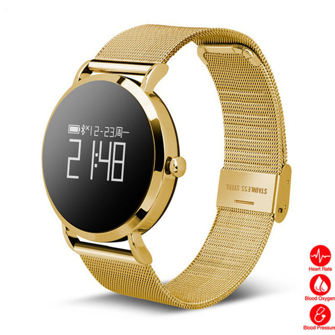 ESAMACT CV08 Bluetooth Sports Smart Bracelet Watch with Pedometer, Blood Oxygen / Heart Pressure Monitoring - Golden