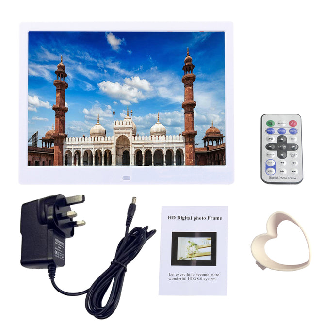 XSUNI 12 Inches Digital Photo Frame w/ LED Backlight, Full Function HD 1280 x 800 Electronic Video Album - UK Plug