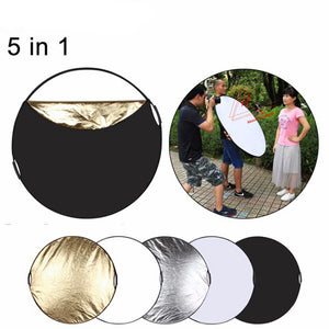 ESAMACT 5-in-1 60cm Collapsible Photo Studio Background Reflector Board Panel, Portable Folding Round Photography Reflector
