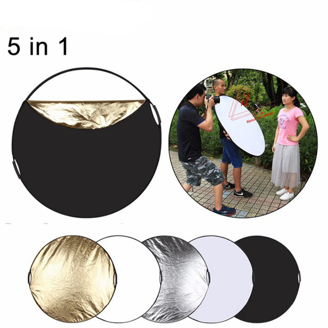 ESAMACT 5-in-1 60cm Collapsible Photo Studio Background Reflector Board Panel, Portable Folding Round Photography Reflector