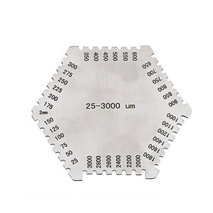 High Precision Hexagon Stainless Steel Wet Film Comb 25-3000um Wet Film Thickness Gauge