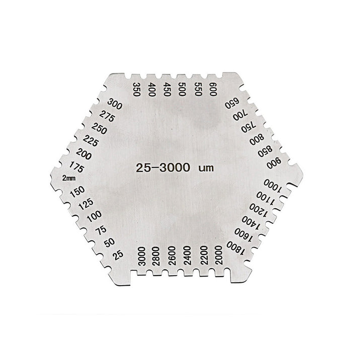 High Precision Hexagon Stainless Steel Wet Film Comb 25-3000um Wet Film Thickness Gauge