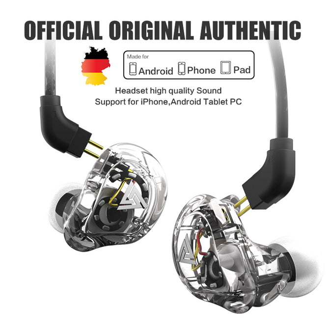 New QKZ VK1 4DD In Ear Earphone HIFI DJ Monito Running Sport Earphone Bass Earbuds Replaced Cable - White + Black