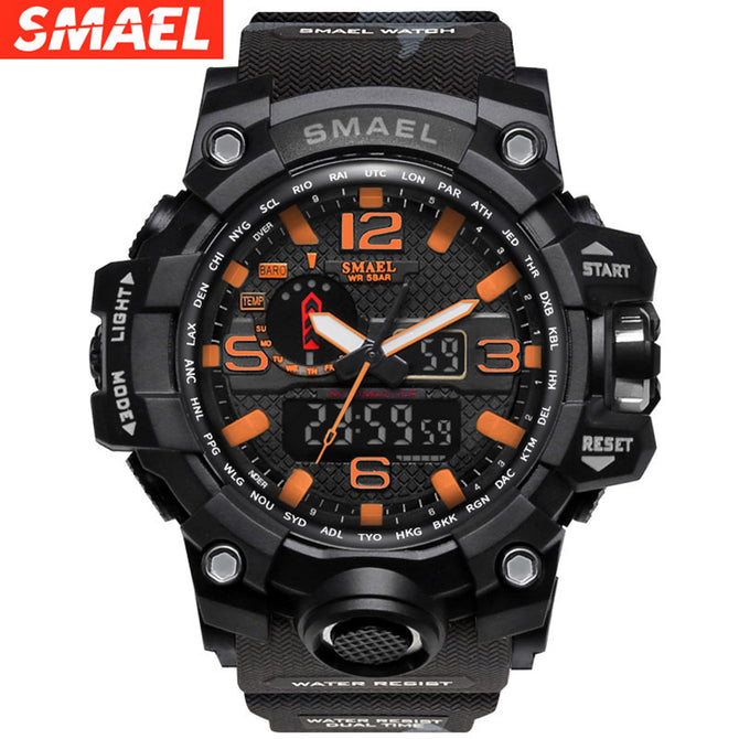 Military Watch Digital SMAEL Brand Watch S Shock Men\'s Wristwatch Sport LED Watch Dive 1545B 50m Wateproof Fitness Sport Orange