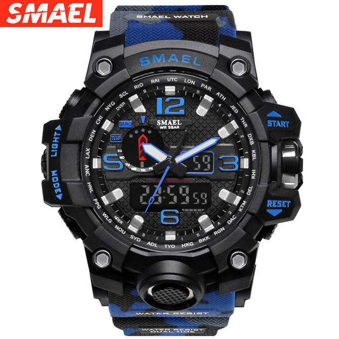 Military Watch Digital SMAEL Brand Watch S Shock Men\'s Wristwatch Sport LED Watch Dive 1545B 50m Wateproof Fitness Sport Blue