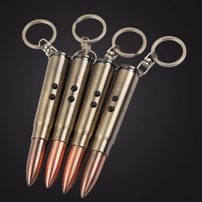 Bullet Keychain LED Light Portable Infrared Laser Flashlight With A Ballpoint Pen White/Gold
