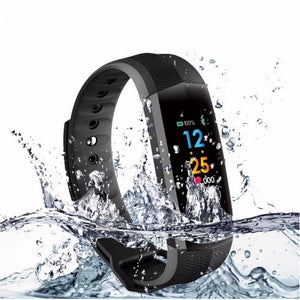 CD02 Waterproof Fitness Bracelet Bluetooth Color LCD Screen Sport Wrist Band Smart Watches Heart Rate Tracker Black