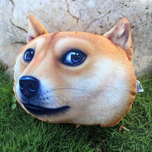 3D Car Styling Car Headrest Pillow Head Neck Rest Headrest Pillow Seat Back Lovely Dog Cat Animal Huskies Gift Present Beige