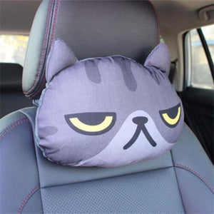 3D Car Styling Car Headrest Pillow Head Neck Rest Headrest Pillow Seat Back Lovely Cat Dog Animal Huskies Gift Present Gray