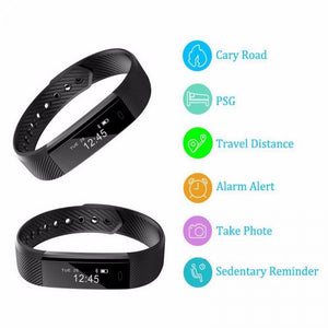 ID115 Touch Screen Fitness Tracker Watch Smart Bracelet Wristband Black