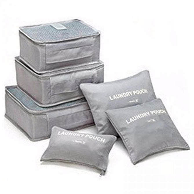 6pcs/lot Organizer Bag Foldable Quality Clothes Socks Make Up Underwear Storage Bag Travel Sort Dark Gray