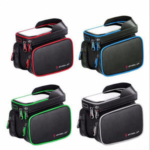 WHEEL UP 6.2 Inch Waterproof Touch Screen Bike Bag Front Frame Top Cell Phone TPU Cycling Bag Red