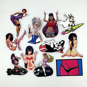50pcs Car Sticker Sexy Girl Graffiti Luggage Suitcase Trolley Travel Bag Rock Guitar Skateboard Motorcycle Stickers Black