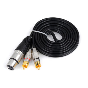 1 XLR Male To 2 RCA Male Plug Stereo Audio Cable, Connection Cable Black/1.5m