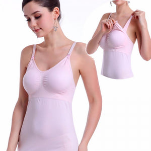 Woman Nursing Bra Front Buckle Seamless Body Camisole Breastfeeding Bra Black/One Size/34