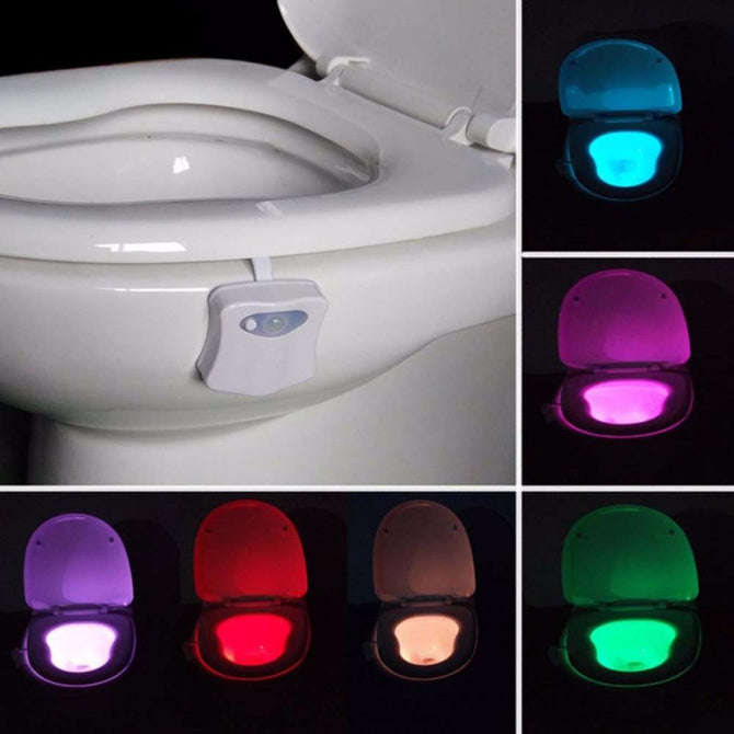 Smart Bathroom Toilet Nightlight 8 Color LED Body Motion Activated On/Off Seat Sensor Lamp PIR Toilet Night Light Lamp White