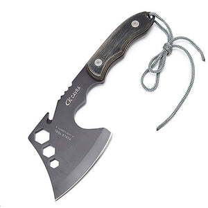 AoTu Outdoor Survival Camping Sharp Hand Fire Axe Hatchet Tomahawk Machete w/ Steel Tactical Axe Head, Wooden Handle