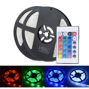 2pcs IP65 HML 5m 24W 300 SMD 2835 RGB LED Strip Light with 24 Keys Remote Controller