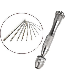 Jtron 11Pcs Mini Hand Rotating Twist Drill Tool Kit - Silver
