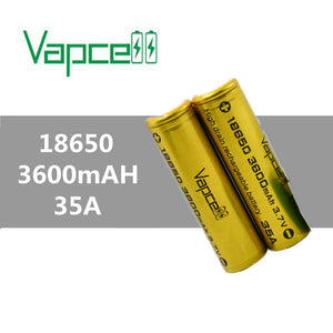 VAPCELL 18650 3600mAh 3.7V Rechargeable High Capacity Lithium Battery, Continuous 35A (2 PCS)