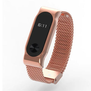 Metal Bracelet Bangle Portable Without Screw Stainless Replace for Xiaomi Mi Band 2 - Rose Gold