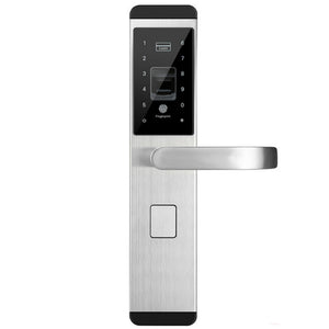 Semiconductor Fingerprint Home Security Door Electronic Code Smart Card Lock, Fingerprint + Password + Card + Key - Silver