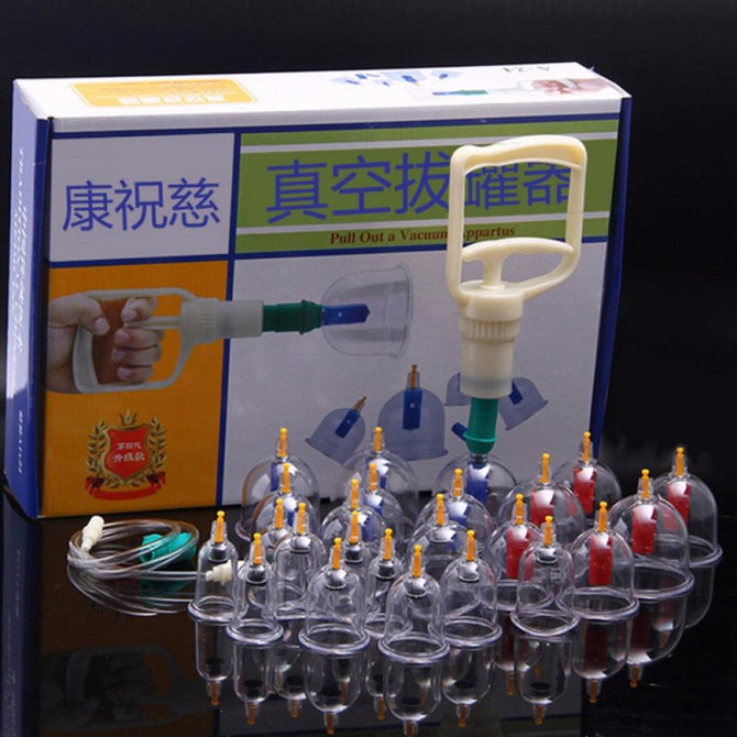 Health Massage 24 Cans Vacuum Cupping Home Sucker Cupping Device Tool