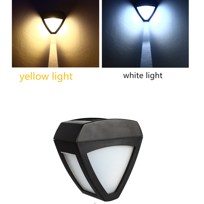 Outdoor Solar Powered Triangular LED Wall Lamp - Yellow Light