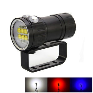 ZHAOYAO 3-Mode 80m Diving Underwater Flashlight, 6 x XHP-70 + 4 x Red + 4 x Blue 21000LM LED Light Tactical Flashlight