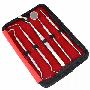 5pcs Dentist Tool Stainless Steel Teeth Clean Tweezer Scraper Scaler Mirror Dental Probe Dental Hygiene Oral Care Set