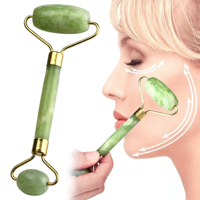 Double Head Facial Massage Roller, Jade Face Slimming Body Head Neck Nature Device