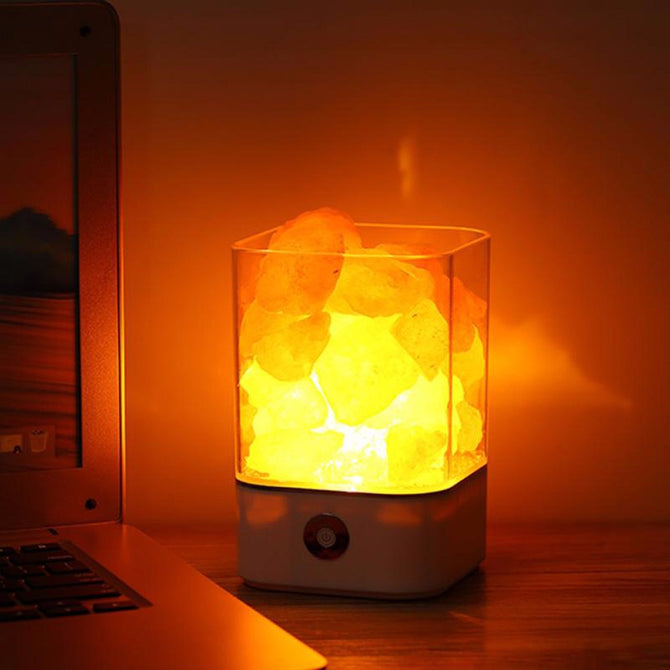 M4 Portable Himalayan Crystal Salt Lamp, Natural Anion Salt Light, Creative Health Gift Bedside Bedroom Light White/0-5W