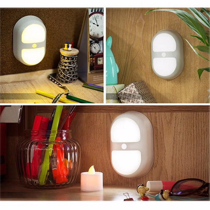 Auto Control Battery Powered LED Night Light Lamp, Human Sensing Motion Sensor Light For Cabinet Closet Bookshelf Yellow/White