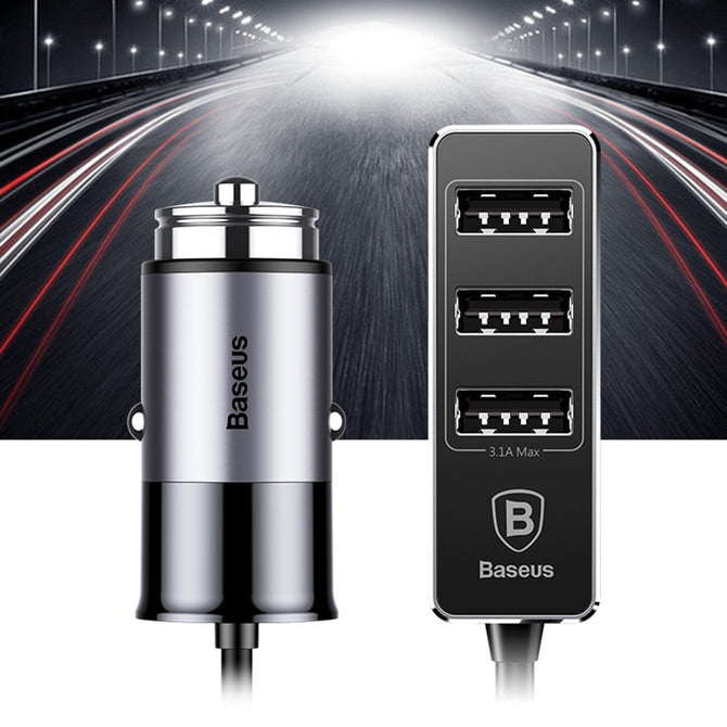Baseus 5.5A 4-Port USB Car Charger, Multiple Expander Car-charger Adapter, Fast Charge Mobile Phone Charger Grey/Universal