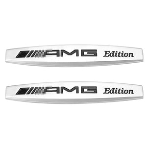 3D Metal AMG Logo Leaves Plate Label Fender Car Badge Sticker Decal Silver
