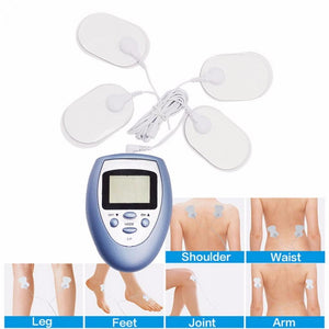 4 Pads Full Body Massager Electrical Vibrating Meridian Pulse Muscle Stimulator Pain Relief Physical Therapy Massage Blue