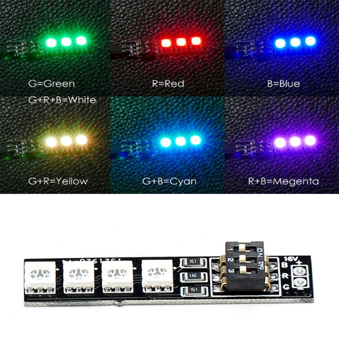 Produnio Systems RGB LED Boards 5050 16V 7 Different Colors for RC Drone FPV Racing