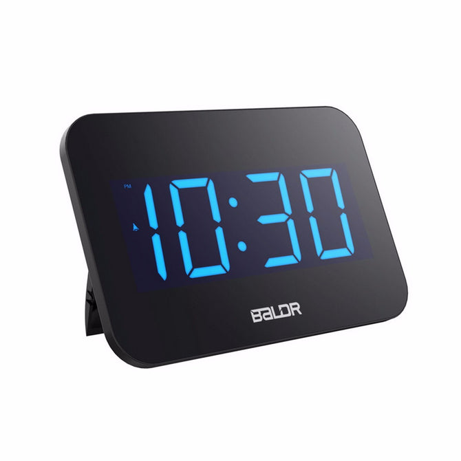 Baldr Electronic LED Large Screen Digital Desk Clock With Blue Backlight Desktop Wall Decoration Alarm Clock Easy To Set Black