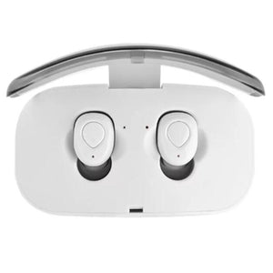 JEDX X18 Wireless Earphone Headphone, Mini Twins Stereo Bluetooth Headset, Invisible Earbuds with Portable Charging Box - White