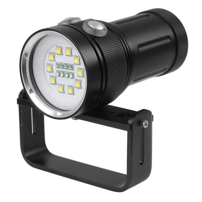 Underwater Diving Flashlight, 12000 Lumens 10x Cree XML2 + 4x Red +4x UV Leds Diving Lanterna Torch
