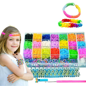 Large Quantity 4400 Pieces Rainbow Elastic Bracelet Loom Knitting Machine Band Ribbon Knitted Craft For Children\'s Gift Multicolor