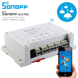 Sonoff 4CH Pro 4 Channel WiFi RF Smart ON/OFF Smart Remote Controll Inching/Self-Locking/Interlock/ Timer DIN Rail Mount