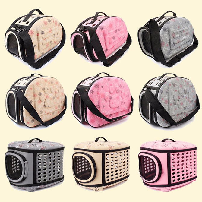 EVA Folding Pet Carrier Puppy Dog Cat Outdoor Travel For Small Dog Pet Dog Soft Kennel Pet Carrier Bag Gray/S