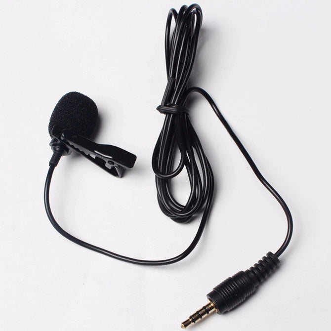 Mini Clip-on Lavalier Microphone 3.5mm Condenser Microphone Voice Recorder Studio Lapel Microfone For Mobile Phone Black