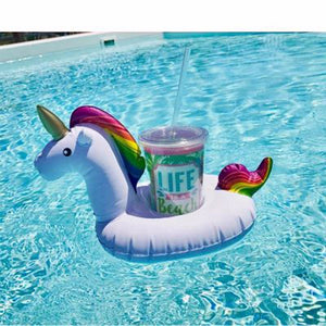 Mini Inflatable Unicorn Floating Cup Holder Pool Drink Holders Swim Ring Water Toys Party Beverage Boats Holder Baby Poo White