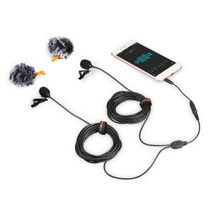 ESAMACT Comica 4.5M Dual-head Lavalier Lapel Microphone Clip-on Omnidirectional Condenser Mic for DSLR Smartphone Gopro PC