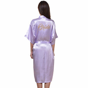 Summer Women Bathrobe Letter Bride Printed Get Ready Makeup Robes Bridal Party Gifts Dressing Gowns White/L