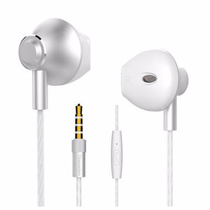 Langsdom M420 Volume Control Alloy 3.5mm Wired In-Ear Earphones Bass Headset Stereo Earphones With Mic For Phone PC Gray